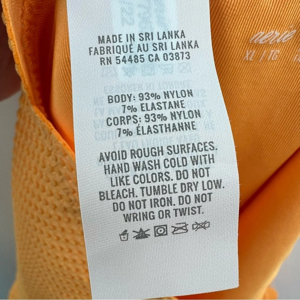 Aerie NWT Waffle Scalloped High Waisted Bikini Bottom in Petal Orange